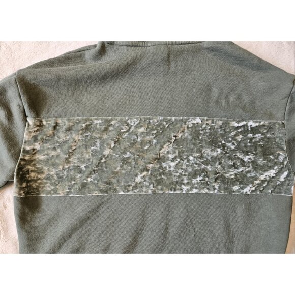 Victoria Secret Fleece Lined Cropped Pullover Sweatshirt Womens M Green Hooded - Picture 8 of 15